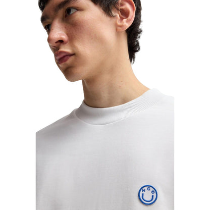 White - Side - Hugo Mens Ninnyo Crew Neck Sweatshirt