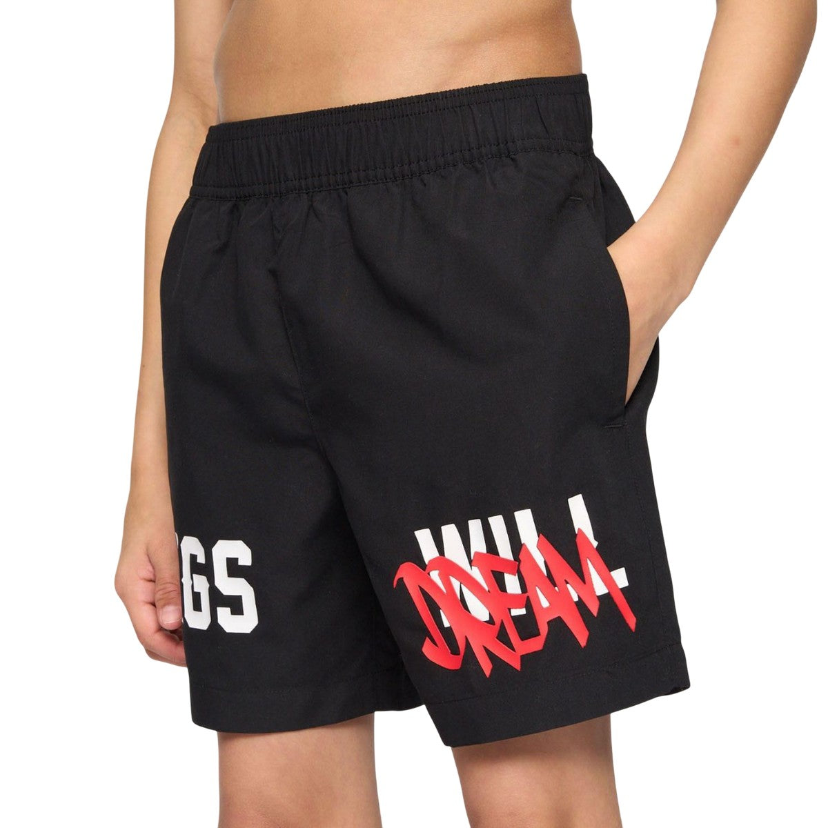 Black - Front - Kings Will Dream Boys Tagged Swim Shorts