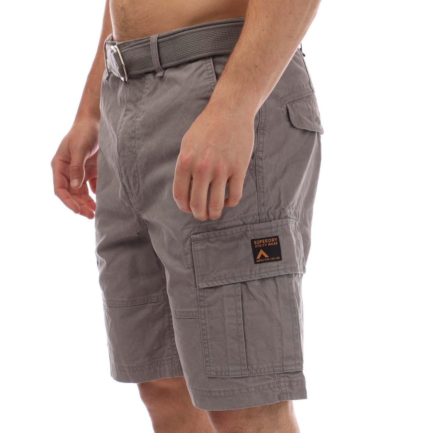 Grey - Side - Superdry Mens Vintage Heavy Cargo Shorts