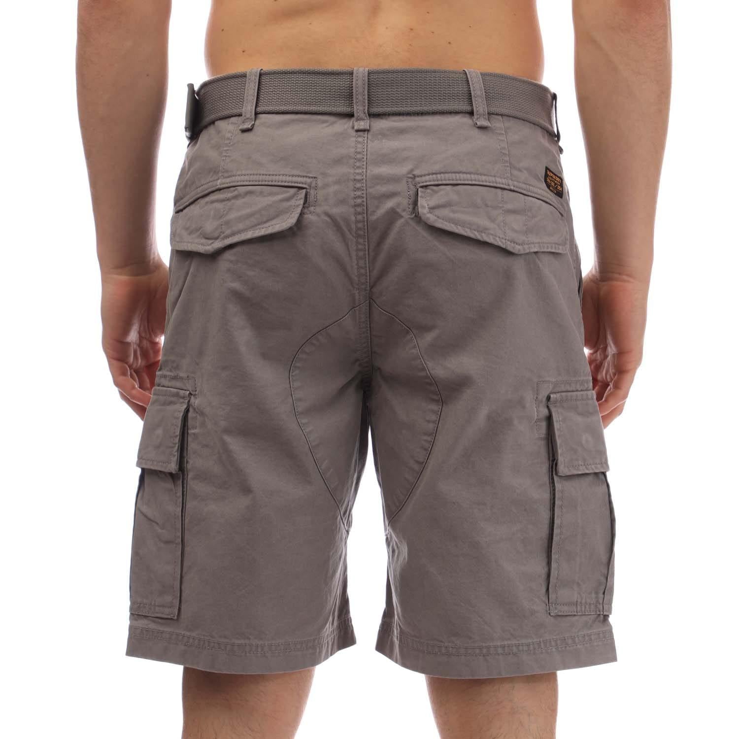 Grey - Back - Superdry Mens Vintage Heavy Cargo Shorts