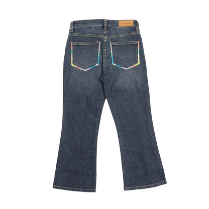 Blue - Back - Palm Angels Girls Embroidered Jeans