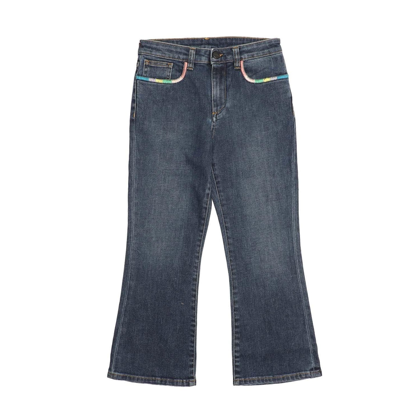 Blue - Front - Palm Angels Girls Embroidered Jeans