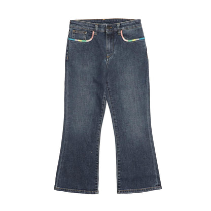 Blue - Front - Palm Angels Girls Embroidered Jeans