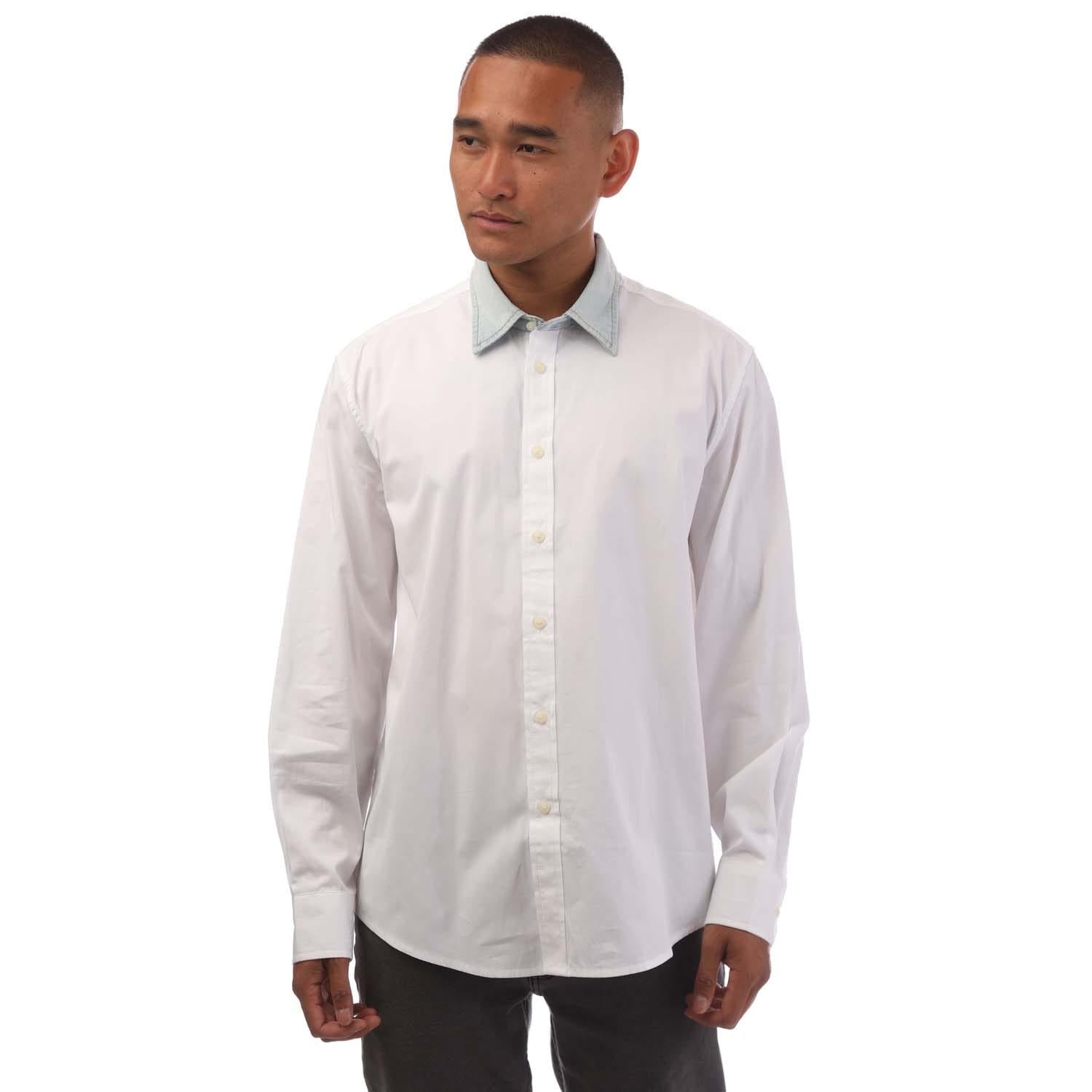 White - Front - Diesel Mens S-Holls Regular Shirt