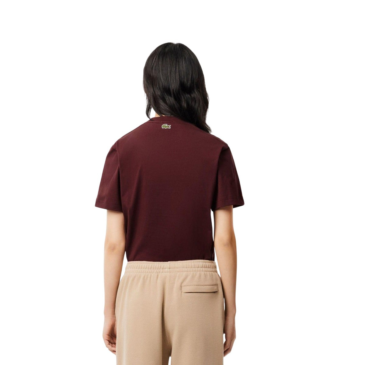 Maroon Red - Back - Lacoste Unisex Adult Signature Cotton T-Shirt