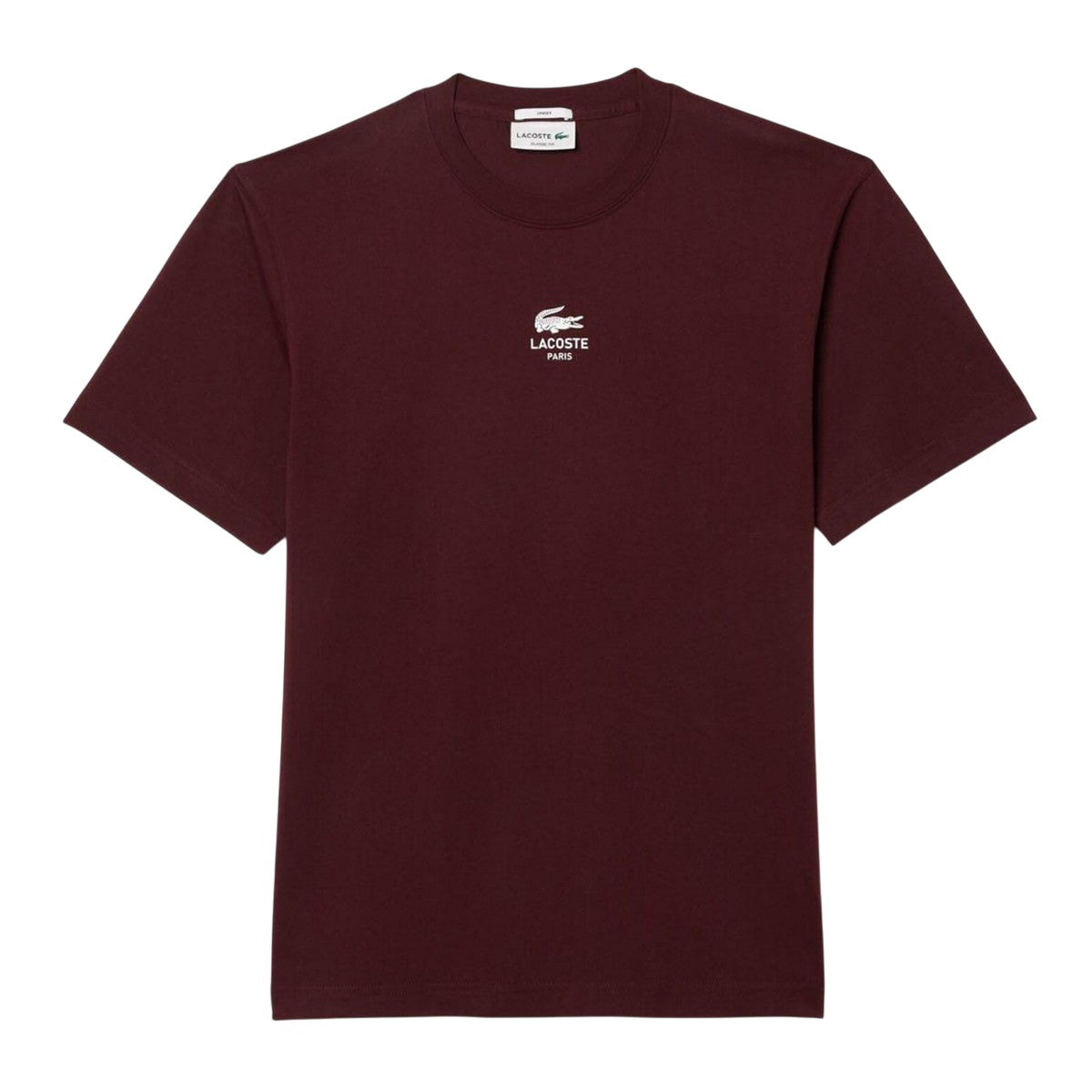 Maroon Red - Front - Lacoste Unisex Adult Signature Cotton T-Shirt