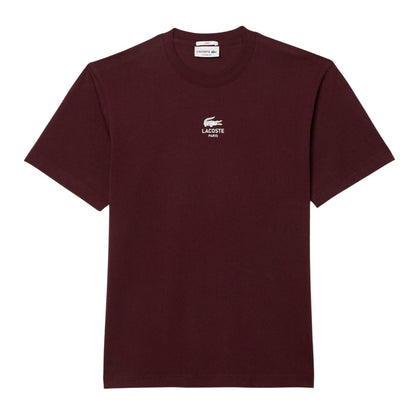 Maroon Red - Front - Lacoste Unisex Adult Signature Cotton T-Shirt