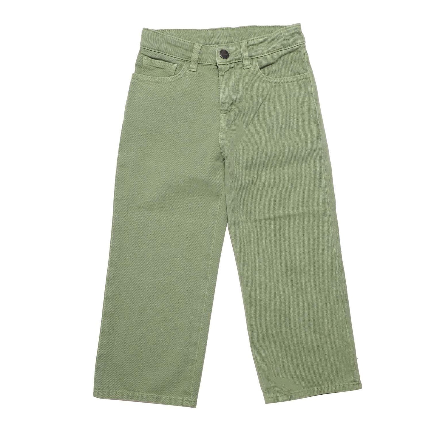 Green-White - Front - Palm Angels Childrens-Kids Curved Logo Leather Badge Wide Leg Trousers