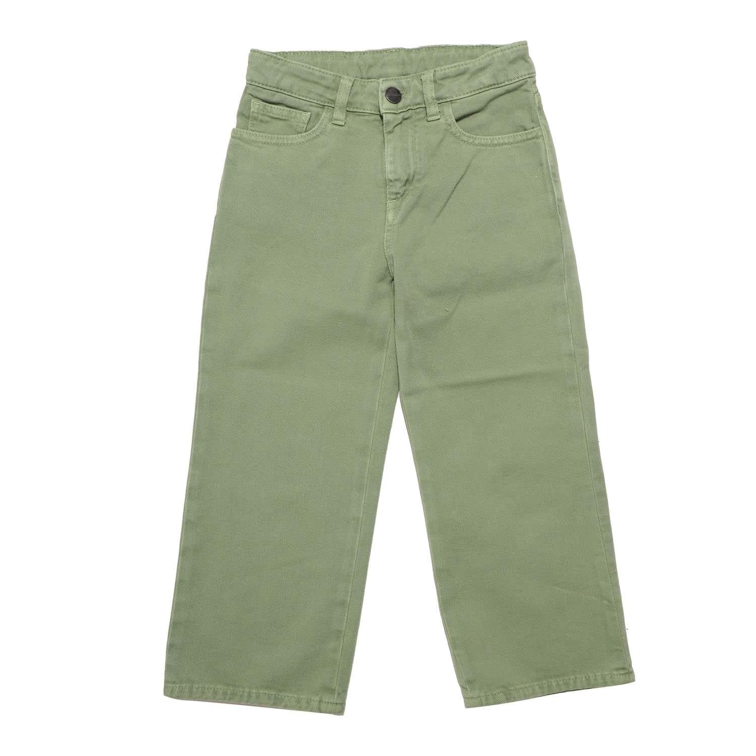 Green-White - Front - Palm Angels Childrens-Kids Curved Logo Leather Badge Wide Leg Trousers