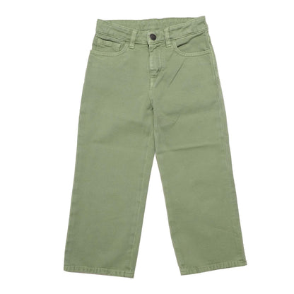 Green-White - Front - Palm Angels Childrens-Kids Curved Logo Leather Badge Wide Leg Trousers