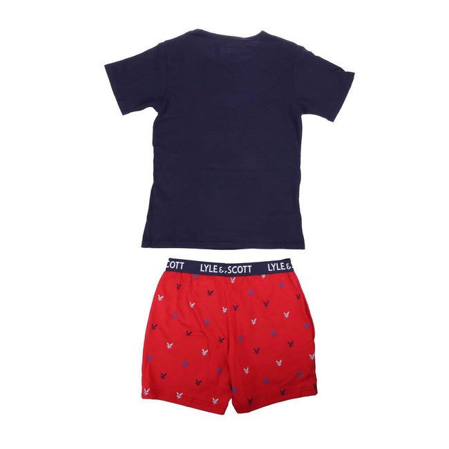 Blue-Red - Back - Lyle & Scott Boys All-Over Print Loungewear Set