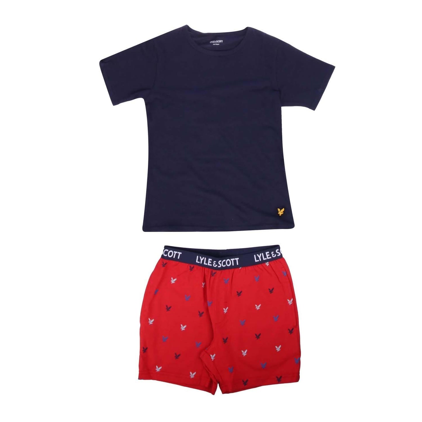 Blue-Red - Front - Lyle & Scott Boys All-Over Print Loungewear Set