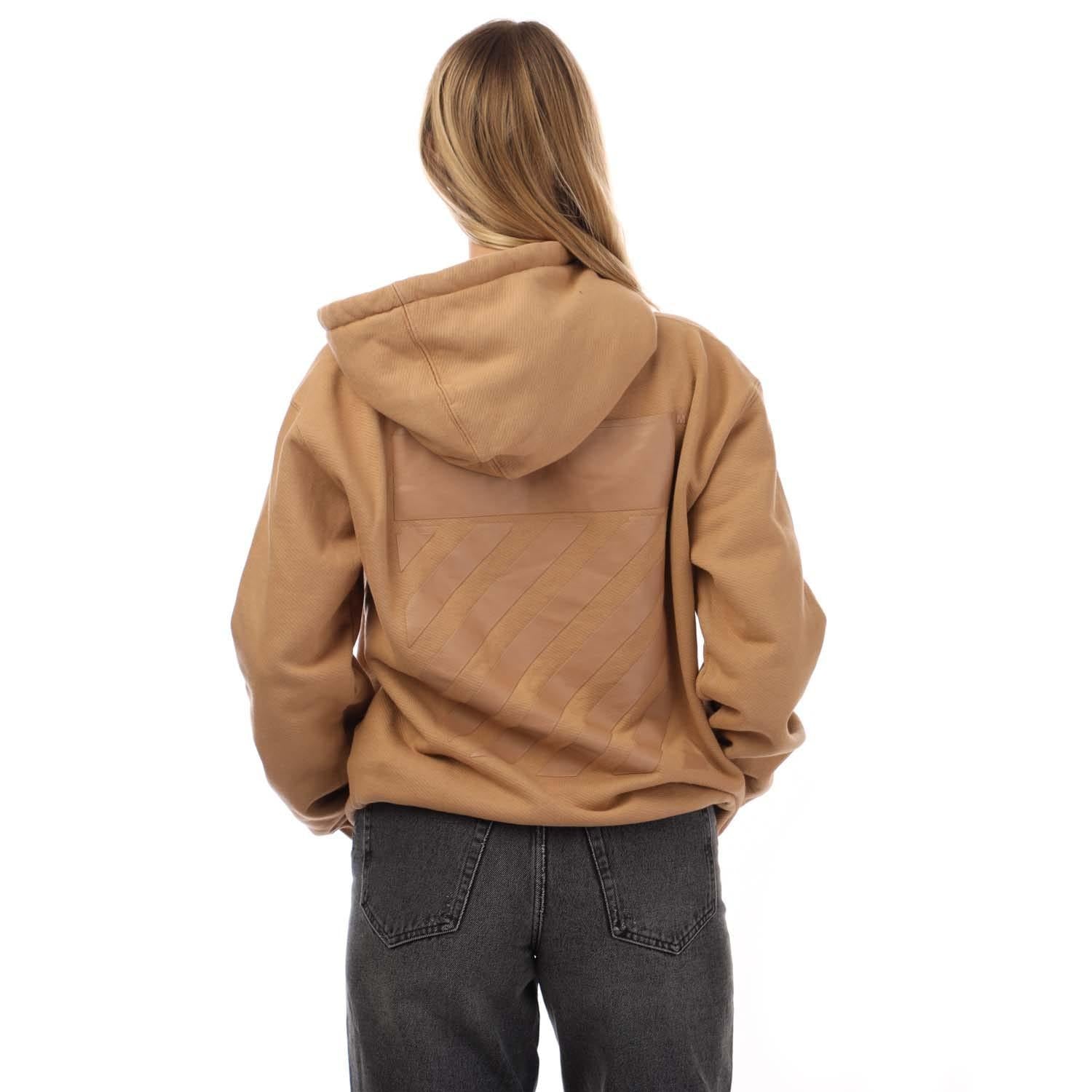 Brown - Back - Off White Womens-Ladies Diagonal Regular Hoodie