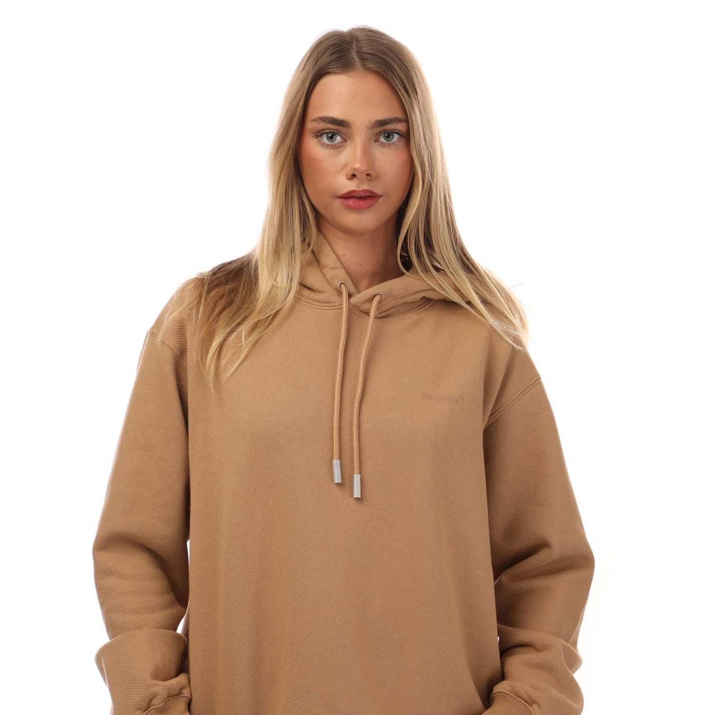 Brown - Side - Off White Womens-Ladies Diagonal Regular Hoodie