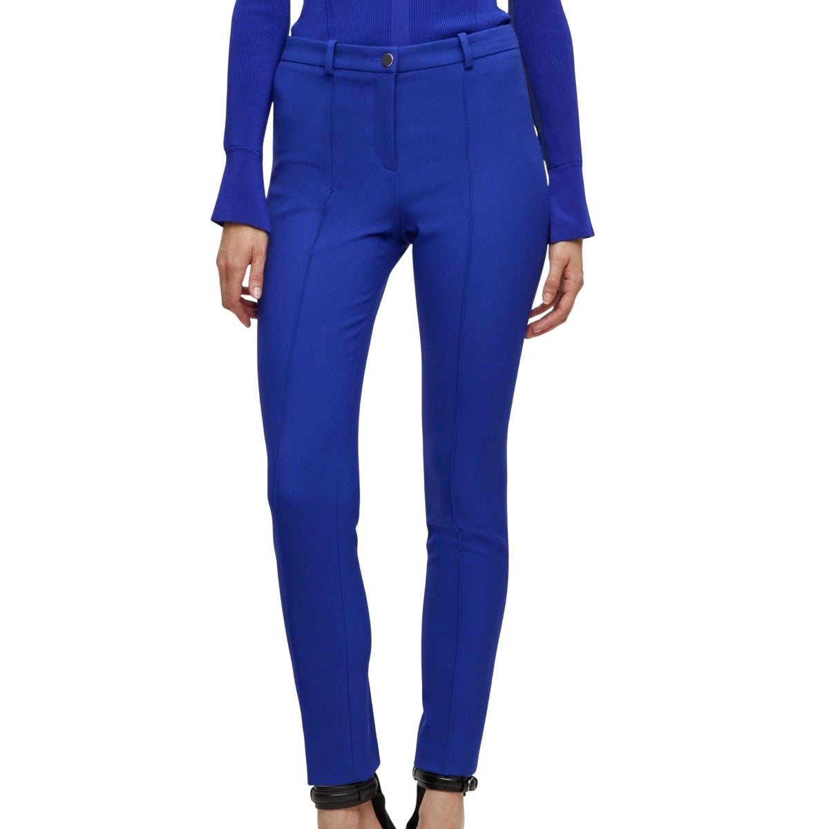 Blue - Side - Boss Womens-Ladies Tanaina3 Slim Trousers