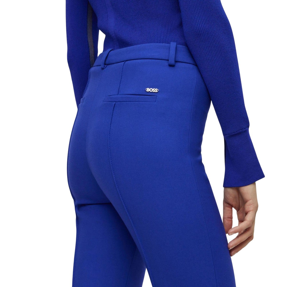 Blue - Back - Boss Womens-Ladies Tanaina3 Slim Trousers