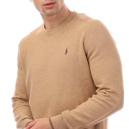 Camel - Side - Ralph Lauren Mens Knitted Mesh Crew Neck Sweatshirt