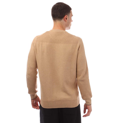 Camel - Back - Ralph Lauren Mens Knitted Mesh Crew Neck Sweatshirt