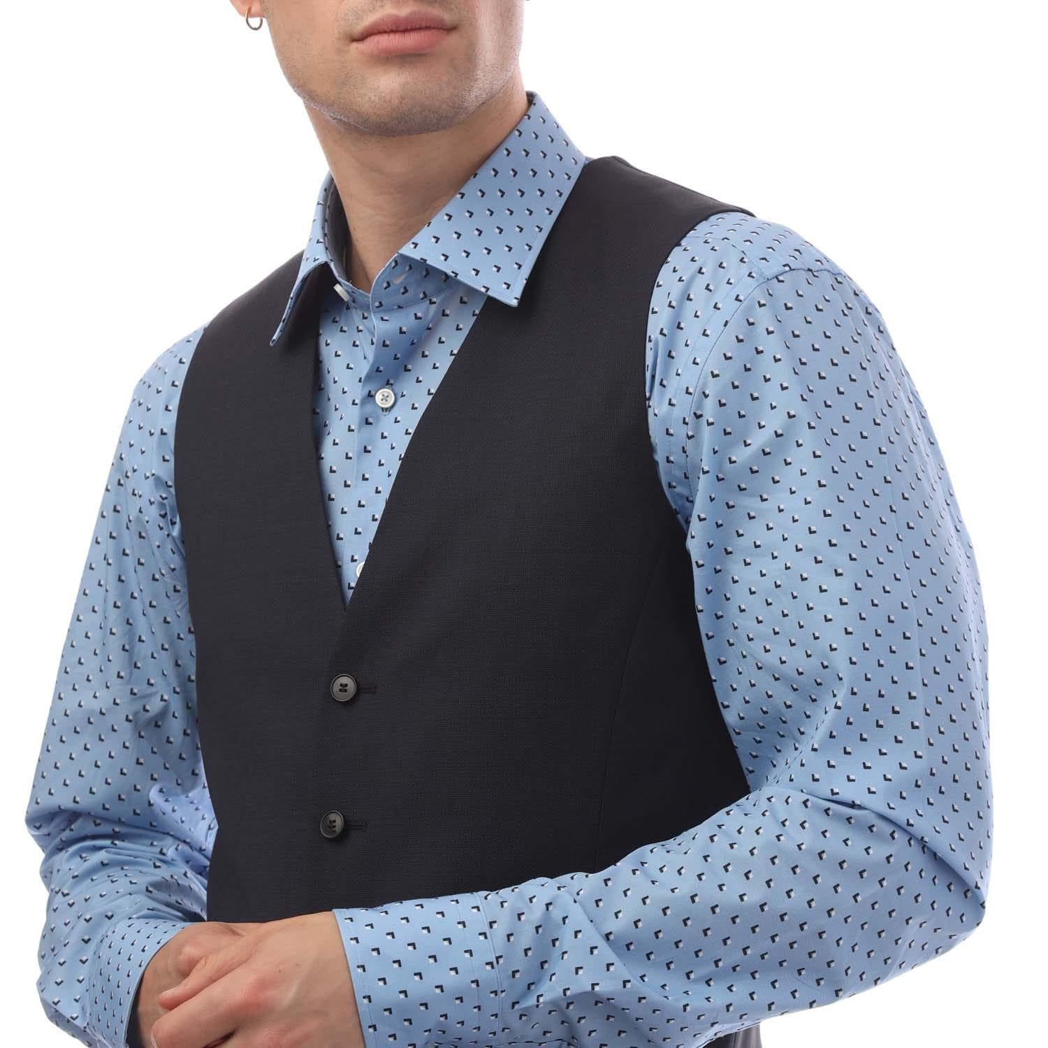 Navy - Side - Hugo Boss Mens Vin194 Waistcoat