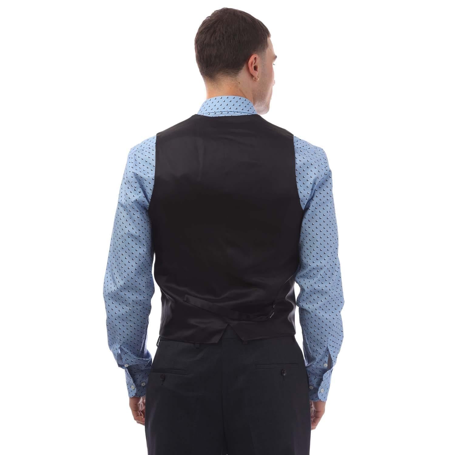 Navy - Back - Hugo Boss Mens Vin194 Waistcoat