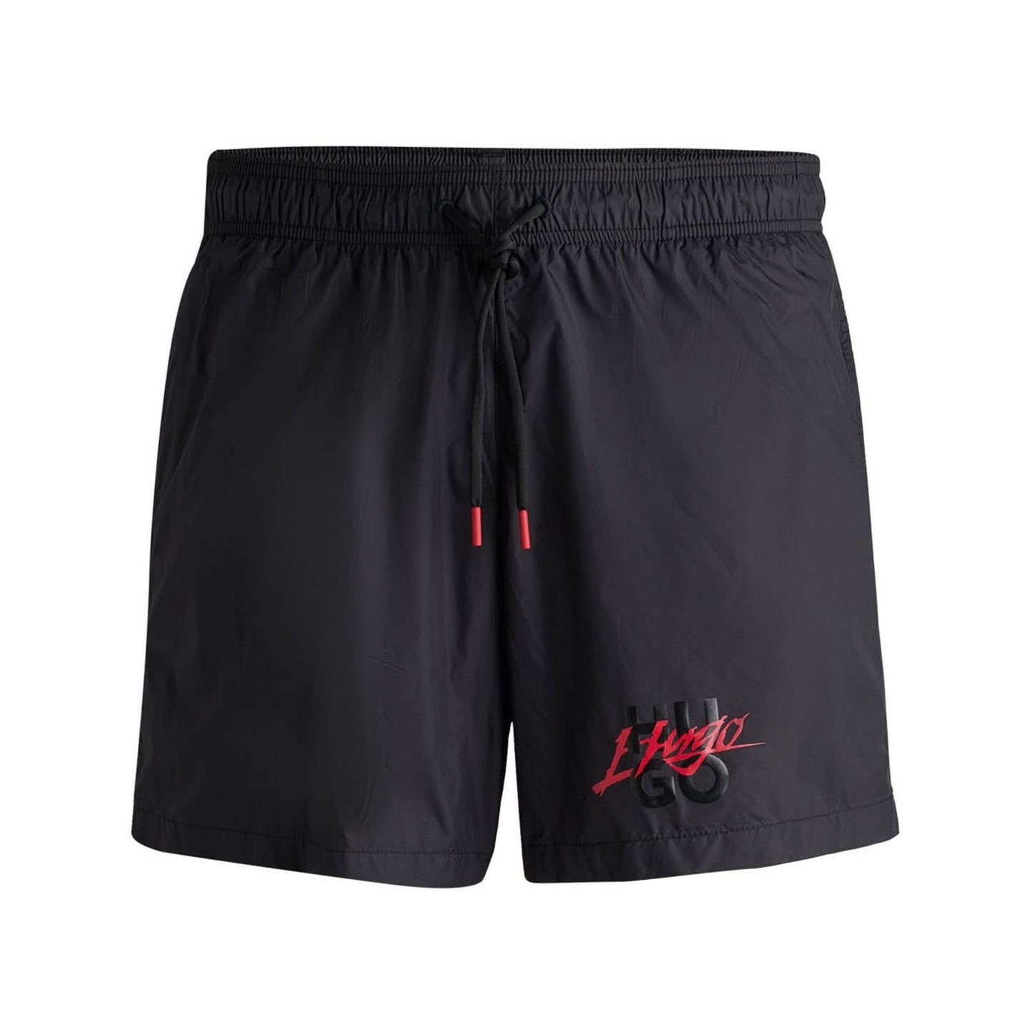 Black - Front - Hugo Mens Stacked Logo Swim Shorts