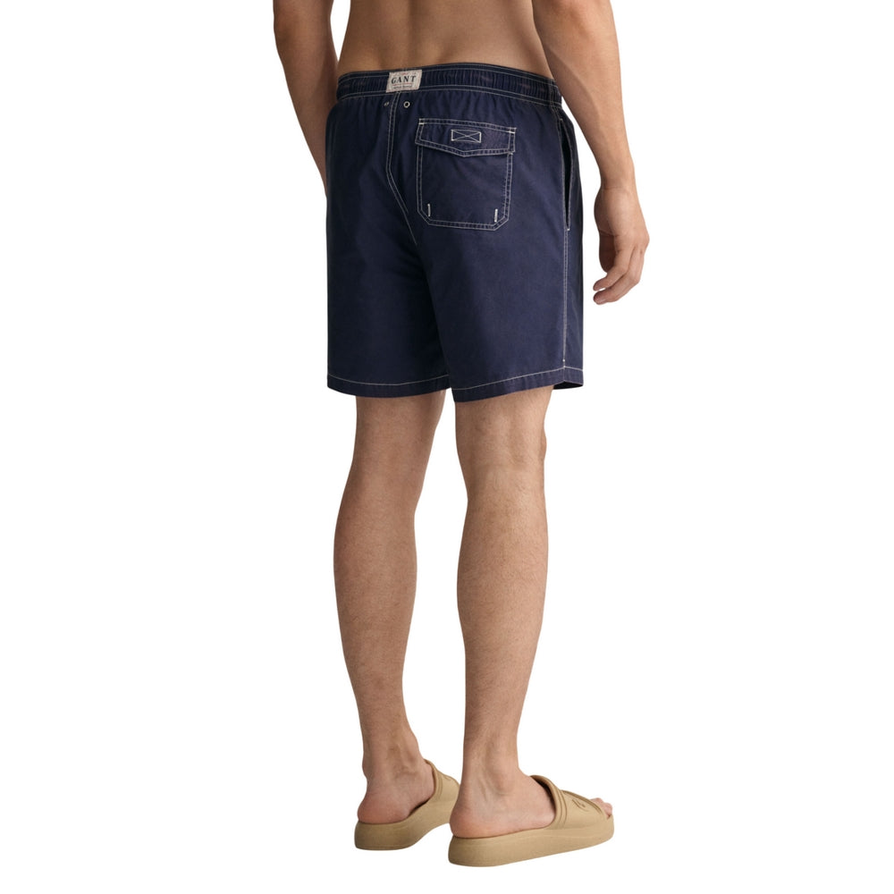 Blue - Back - Gant Mens Plain Classic Swim Shorts
