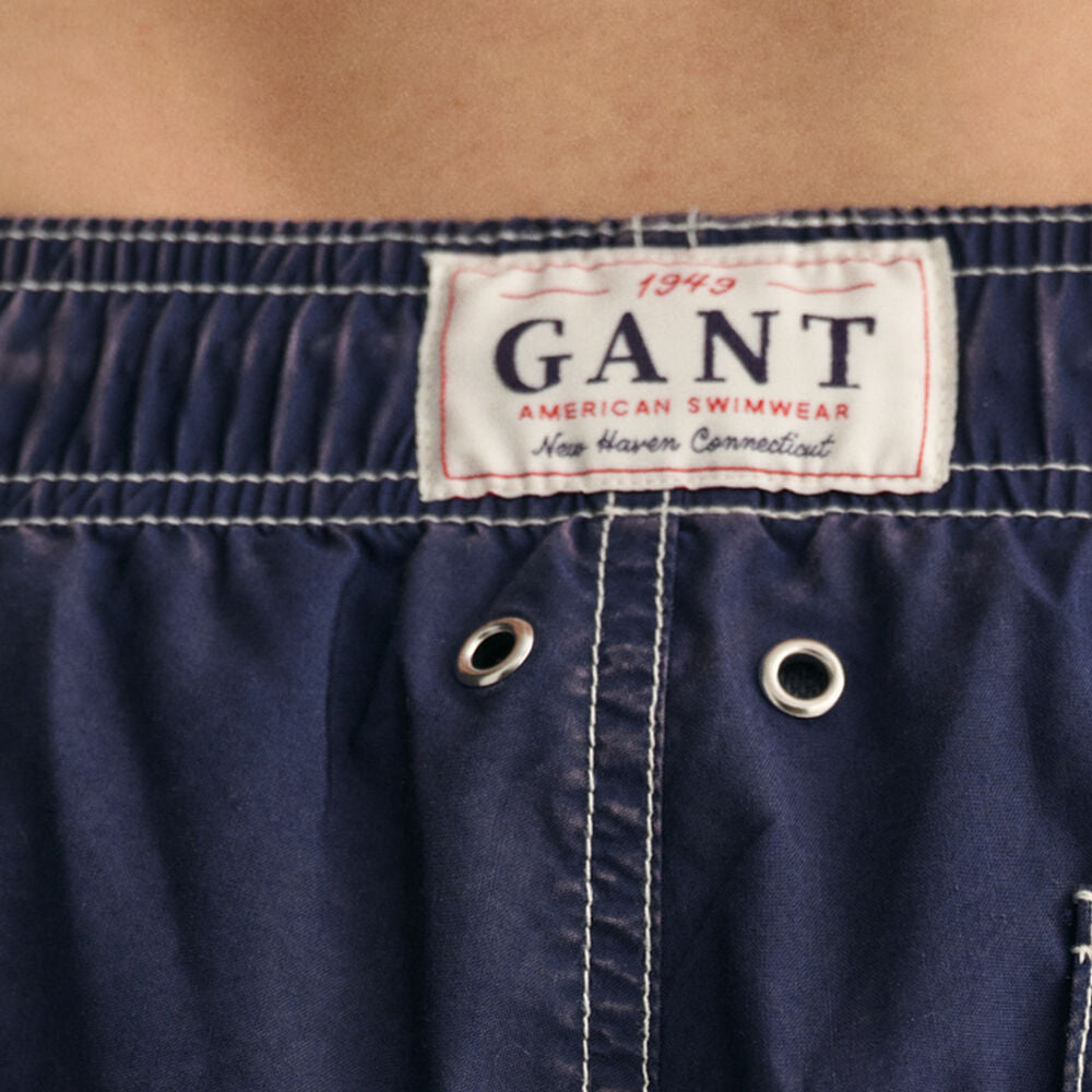 Blue - Side - Gant Mens Plain Classic Swim Shorts