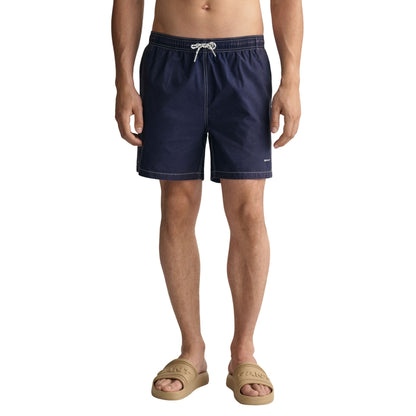 Blue - Front - Gant Mens Plain Classic Swim Shorts