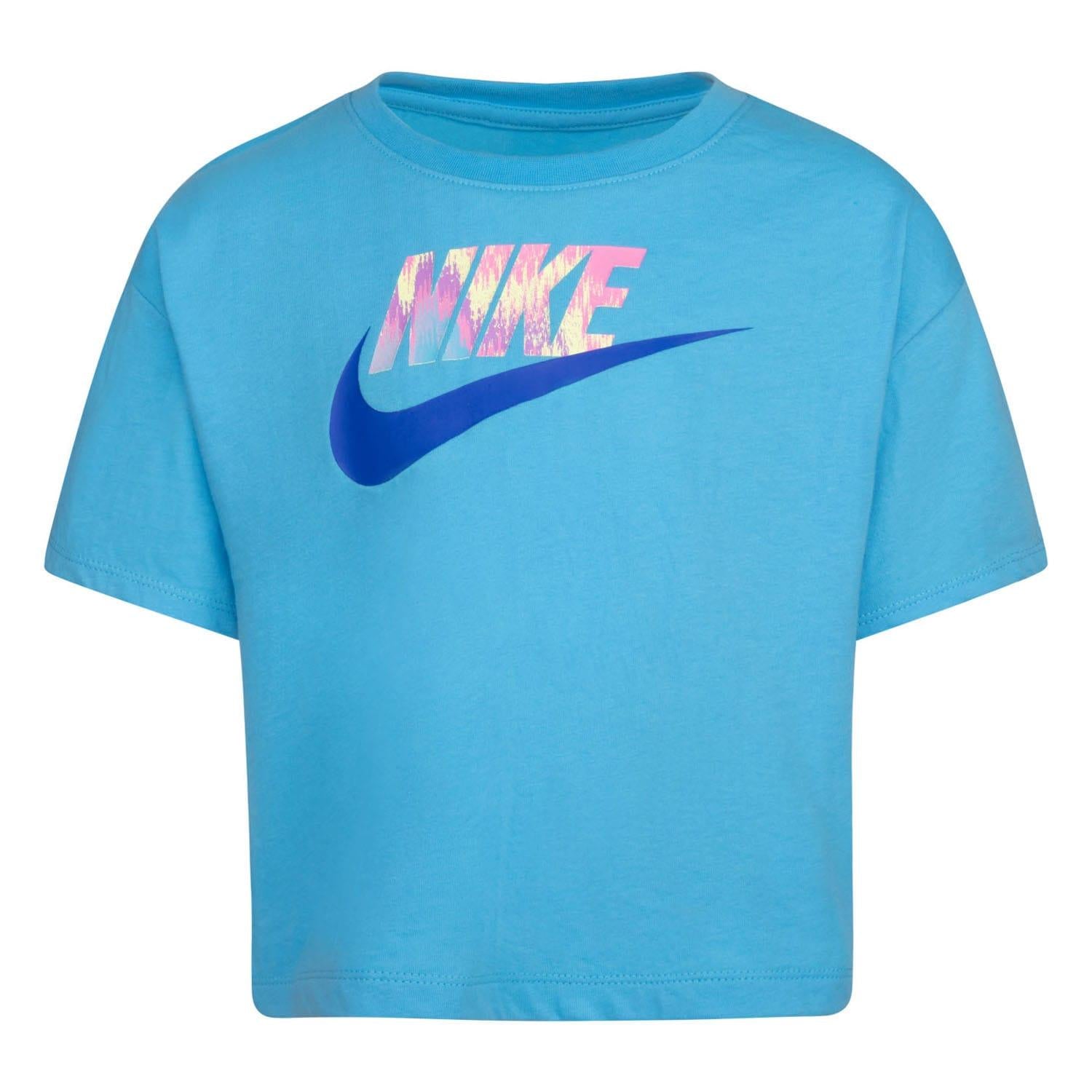 Blue-Pink - Front - Nike Girls Futura Digital Print T-Shirt