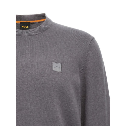 Light Grey - Side - Hugo Boss Mens Kanovano Cotton Cashmere Sweatshirt