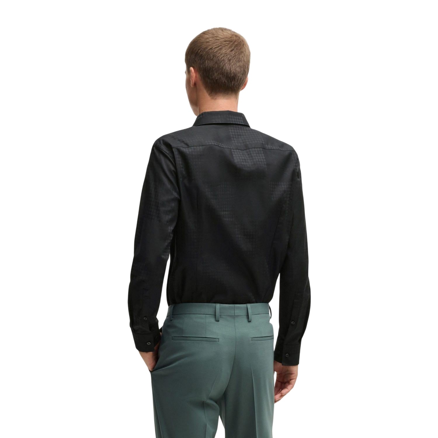 Black - Back - Hugo Mens Kenno Checkerboard Shirt