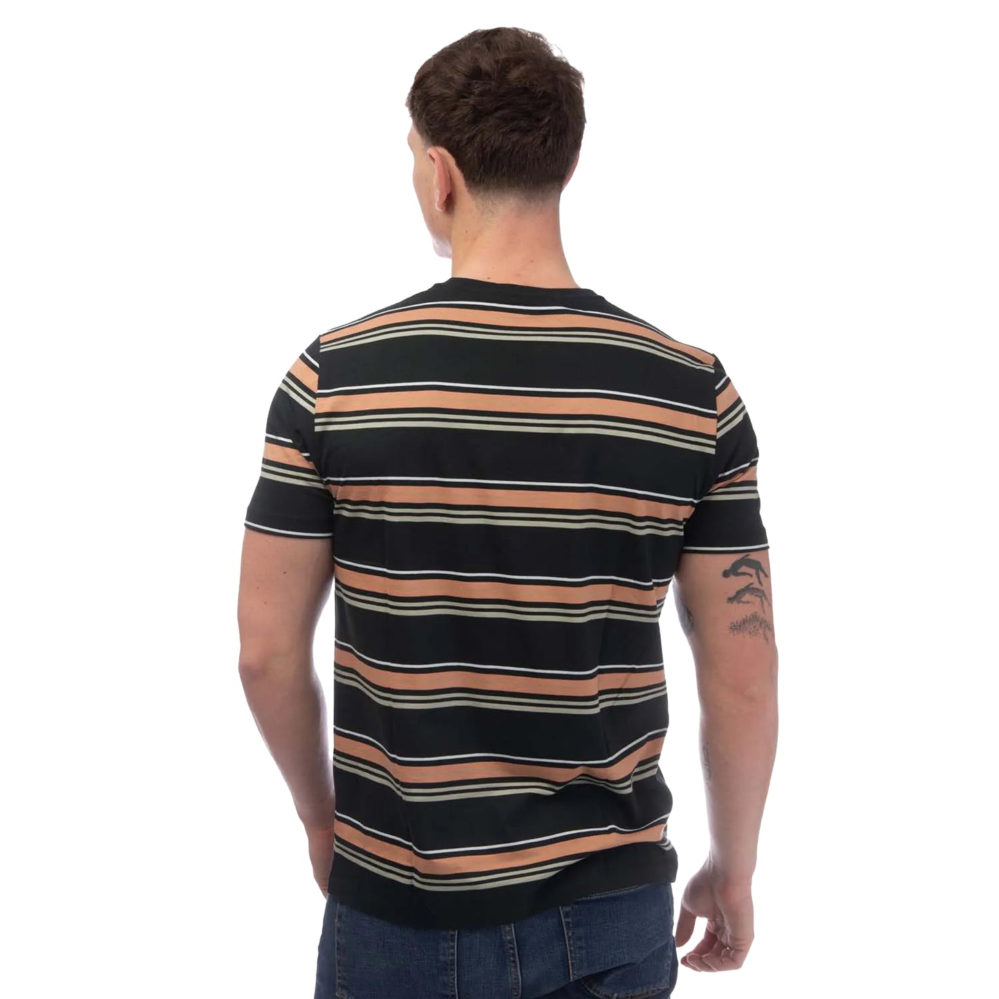 Green - Back - Fred Perry Mens Striped T-Shirt