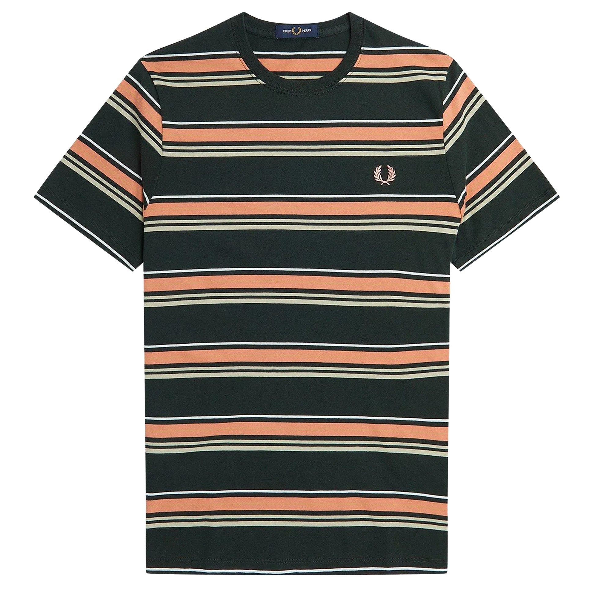 Green - Front - Fred Perry Mens Striped T-Shirt