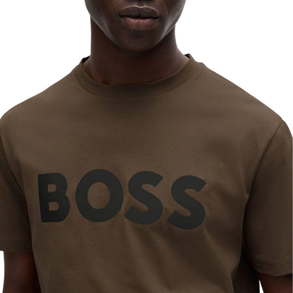 Green - Side - Boss Mens Thinking 1 Logo Cotton T-Shirt