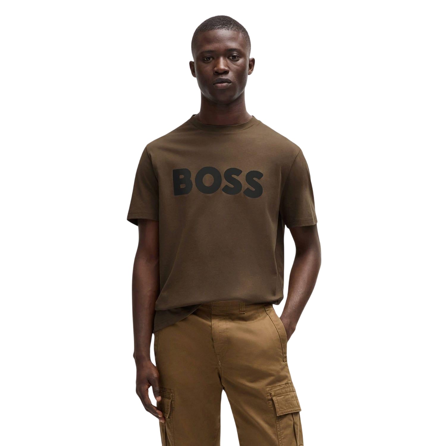 Green - Lifestyle - Boss Mens Thinking 1 Logo Cotton T-Shirt