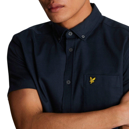 Navy - Side - Lyle & Scott Mens Slub Short-Sleeved Shirt