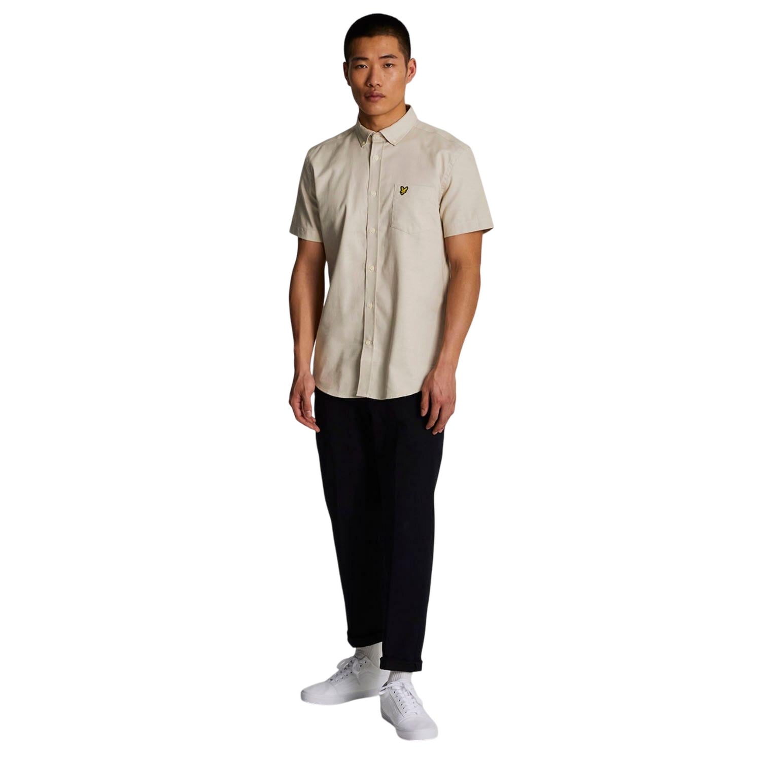 Cream - Pack Shot - Lyle & Scott Mens Slub Short-Sleeved Shirt