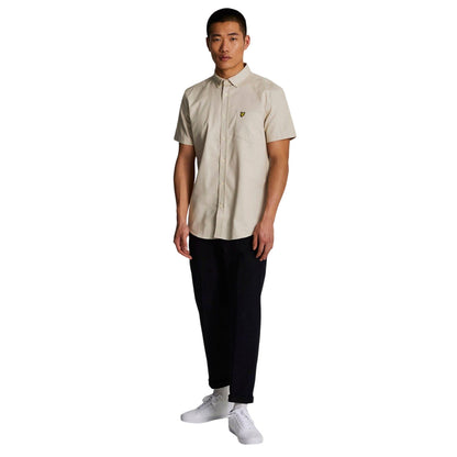 Cream - Pack Shot - Lyle & Scott Mens Slub Short-Sleeved Shirt