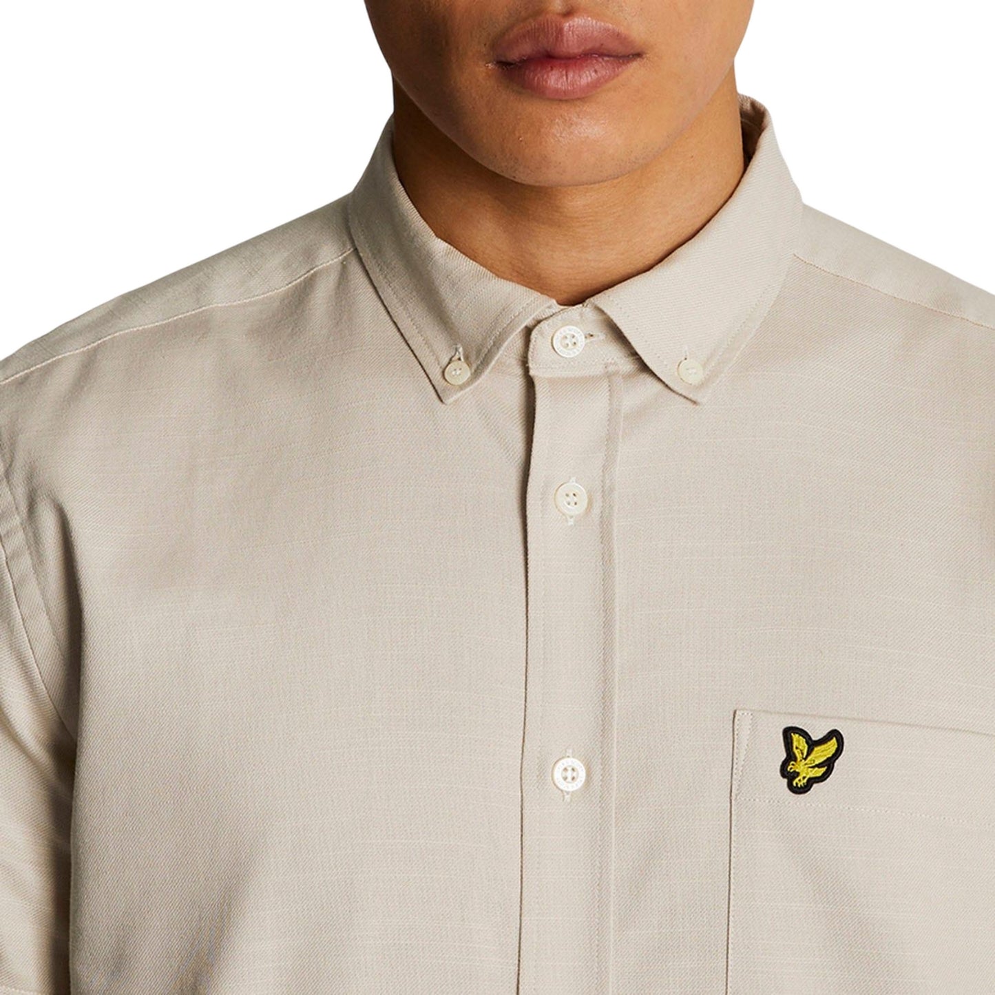 Cream - Side - Lyle & Scott Mens Slub Short-Sleeved Shirt