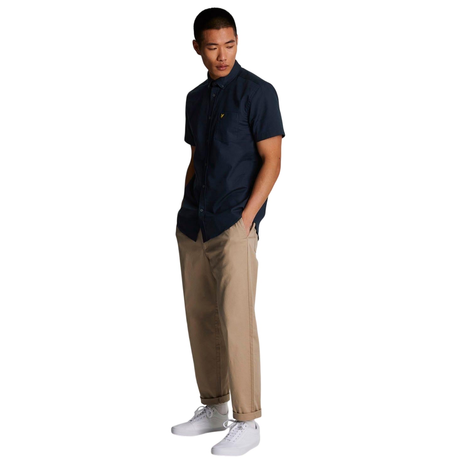 Navy - Pack Shot - Lyle & Scott Mens Slub Short-Sleeved Shirt