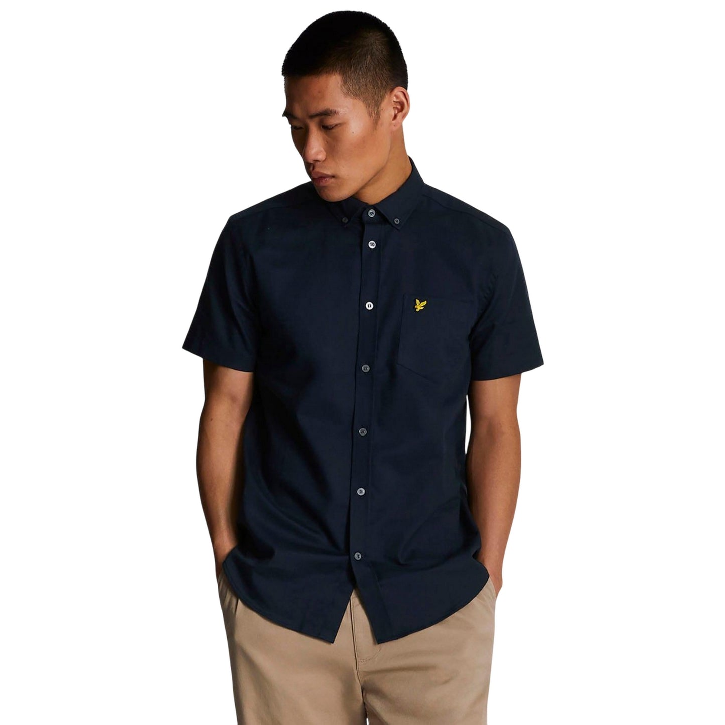 Navy - Lifestyle - Lyle & Scott Mens Slub Short-Sleeved Shirt