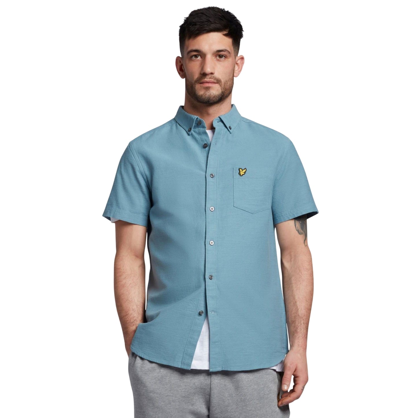 Blue - Lifestyle - Lyle & Scott Mens Slub Short-Sleeved Shirt