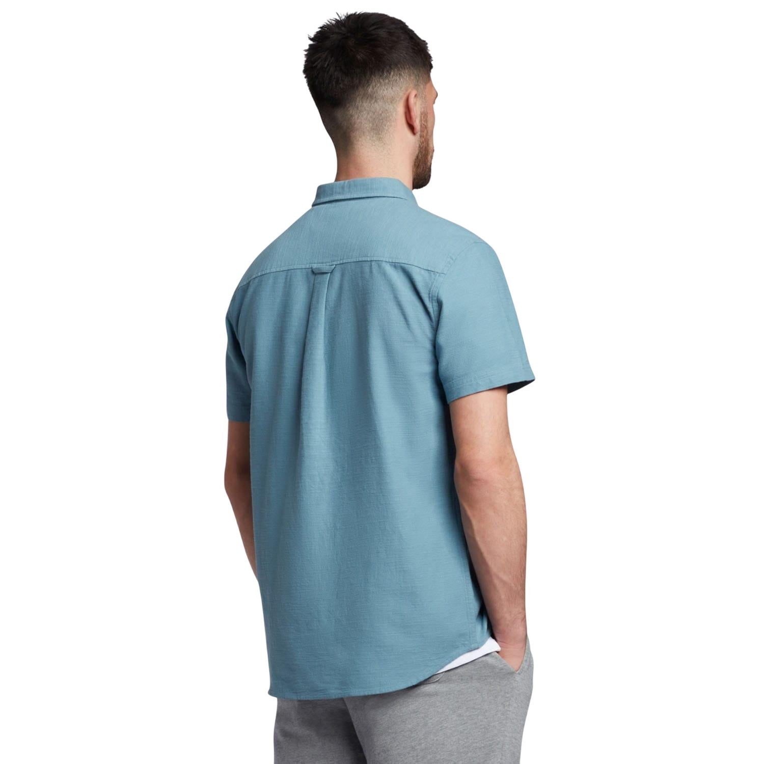 Blue - Back - Lyle & Scott Mens Slub Short-Sleeved Shirt