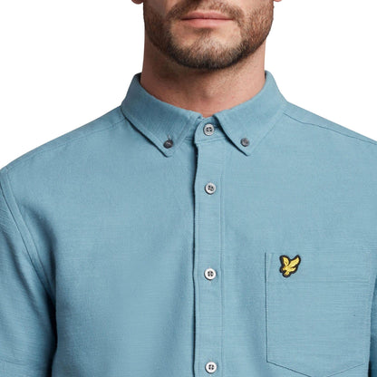 Blue - Side - Lyle & Scott Mens Slub Short-Sleeved Shirt