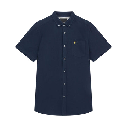 Navy - Front - Lyle & Scott Mens Slub Short-Sleeved Shirt