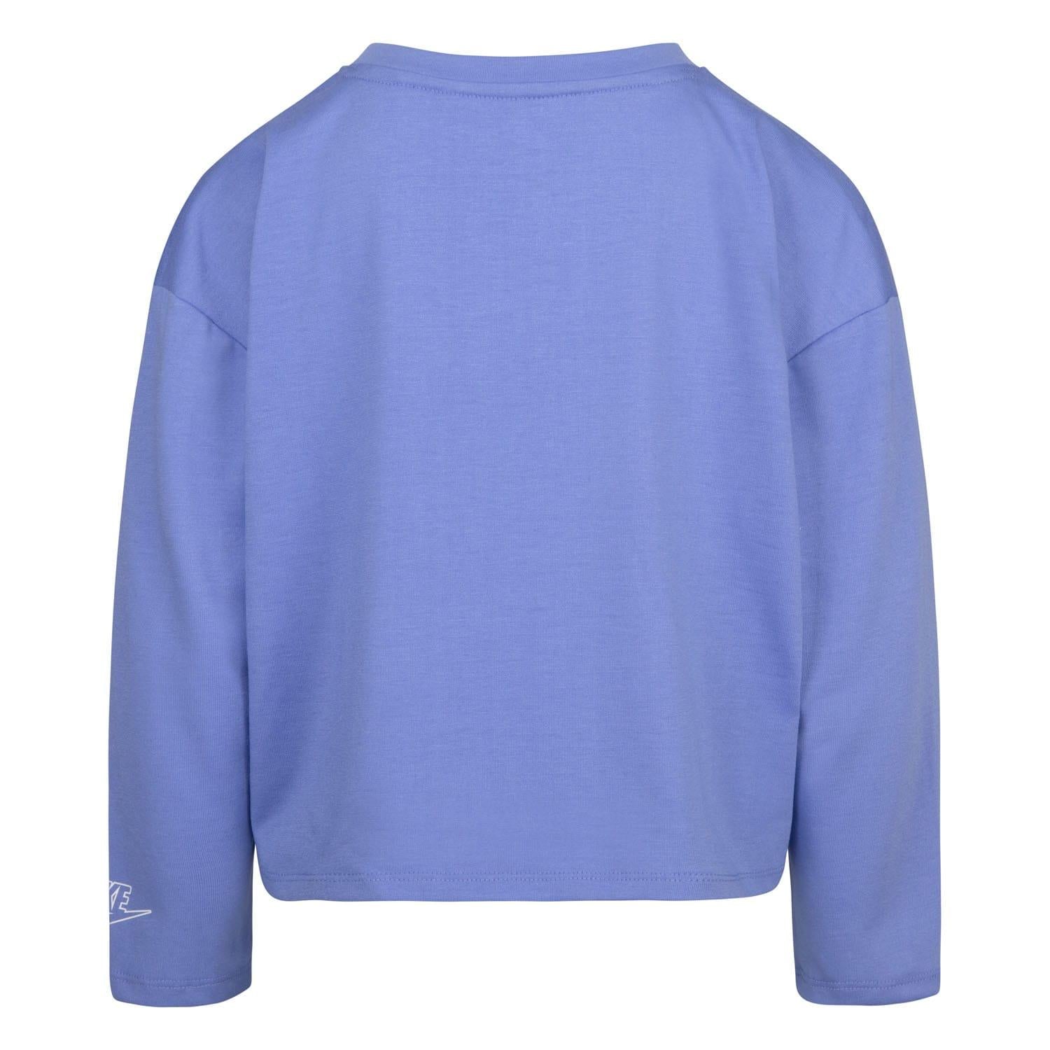 Blue - Back - Nike Girls Notebook Knitted Long-Sleeved T-Shirt