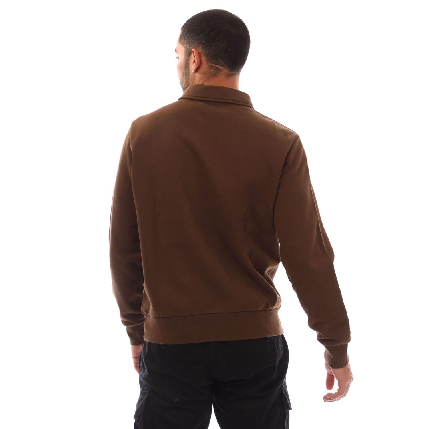 Brown - Back - Ralph Lauren Mens Terrycloth Quarter Zip Sweatshirt