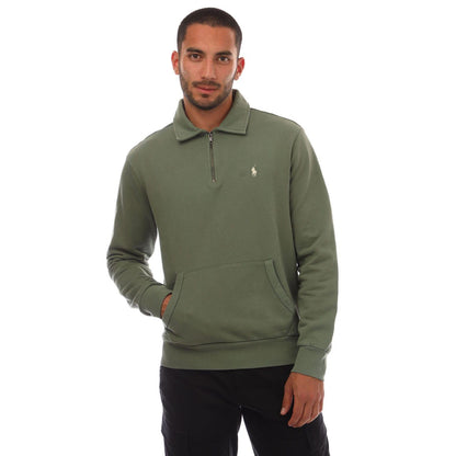 Green - Front - Ralph Lauren Mens Terrycloth Quarter Zip Sweatshirt