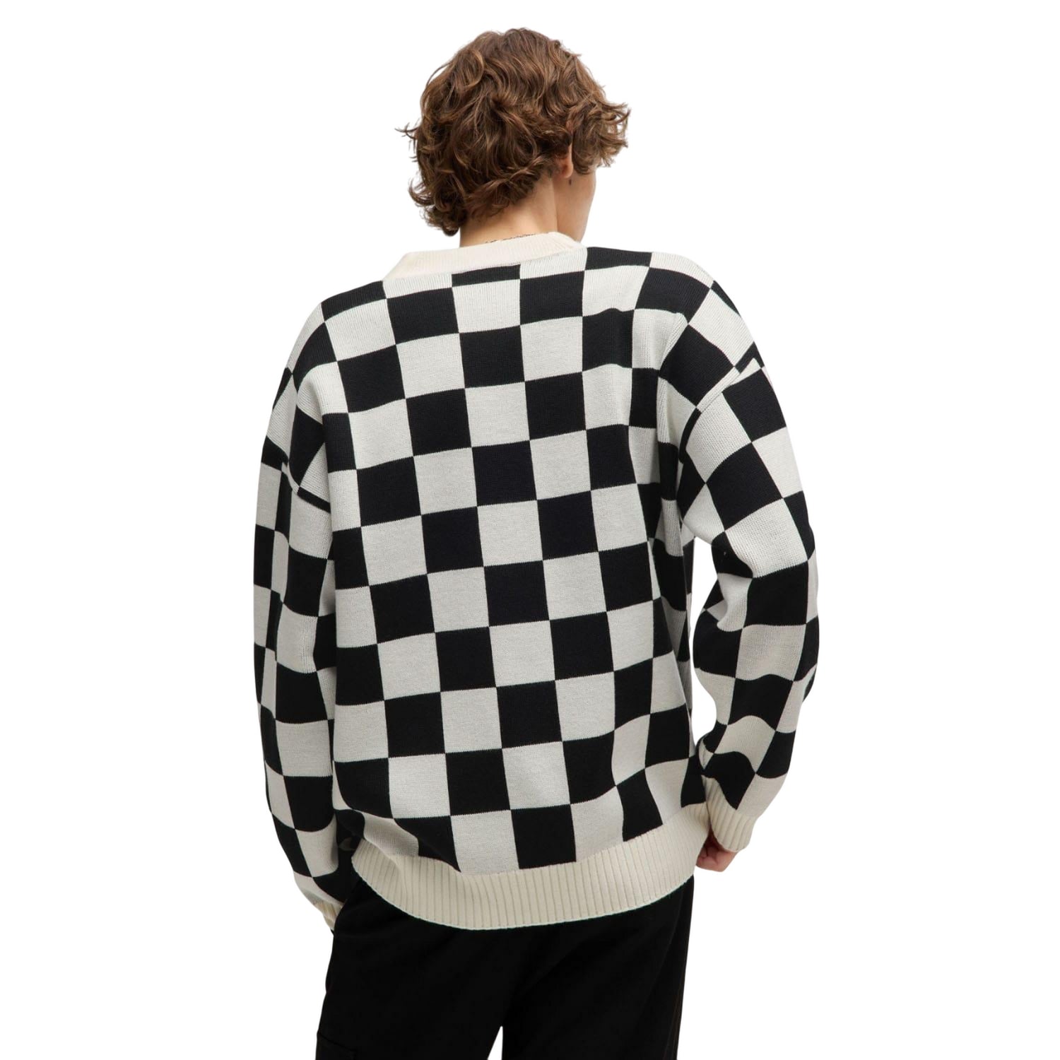 Natural - Back - Hugo Mens Skeeches Checked Cardigan