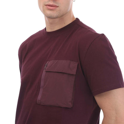 Burgundy - Side - Weekend Offender Mens Takaji Parachute Pocket T-Shirt
